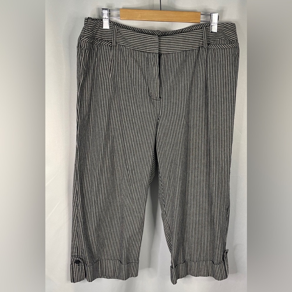 New Directions Black and White Dress Pants with Pinstripe Pattern